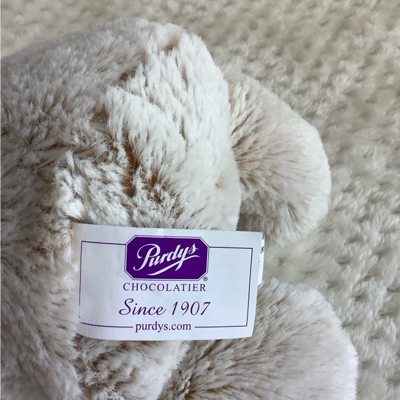 PURDYS Chocolatier Soft Plush Bunny Rabbit Stuffed Animal w Purple Polka Dot Bow - Picture 8 of 10